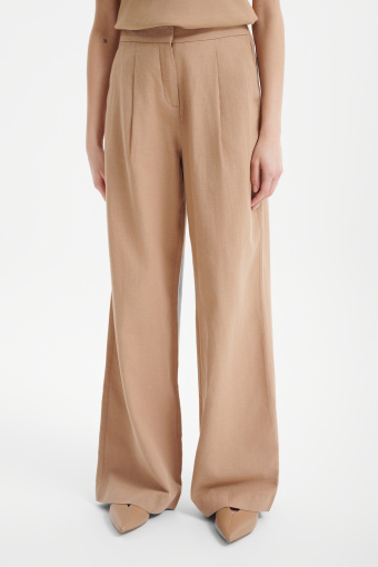 Eleganckie spodnie wide leg z lnem 