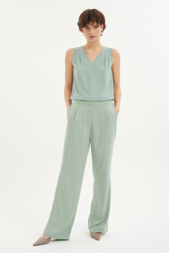 Szałwiowe spodnie z prostą nogawką 