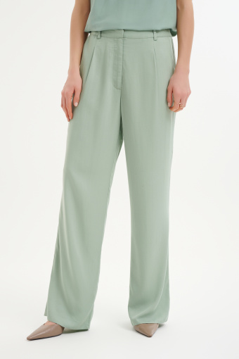 Szałwiowe spodnie z prostą nogawką 