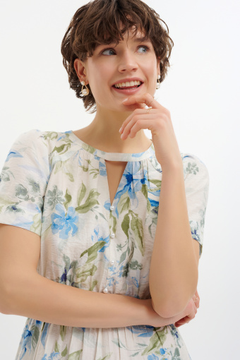 Kobieca sukienka midi w subtelne kwiaty Kobieca sukienka midi w subtelne kwiaty