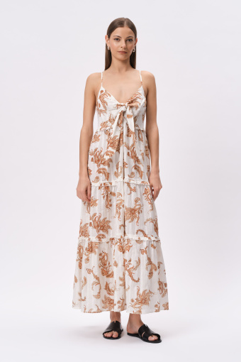 Długa bawełniana sukienka z nadrukiem paisley Długa bawełniana sukienka z nadrukiem paisley