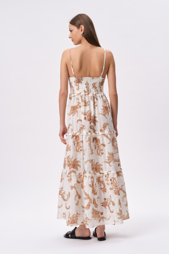 Długa bawełniana sukienka z nadrukiem paisley Długa bawełniana sukienka z nadrukiem paisley