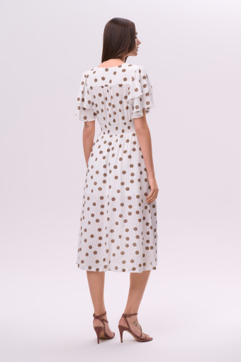  Stylowa biała sukienka w groszki