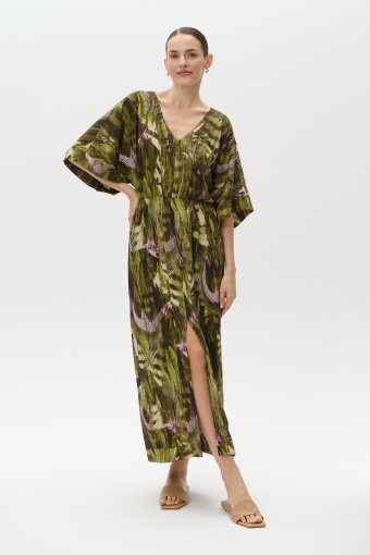 Sukienka typu kimono z tropikalnym printem Sukienka typu kimono z tropikalnym printem