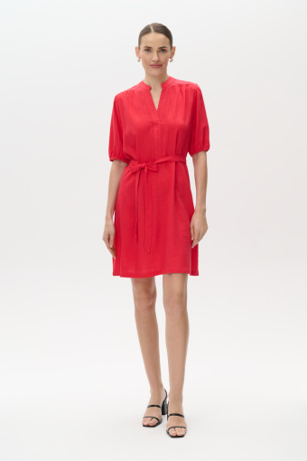 Czerwona sukienka midi z rękawem do łokcia