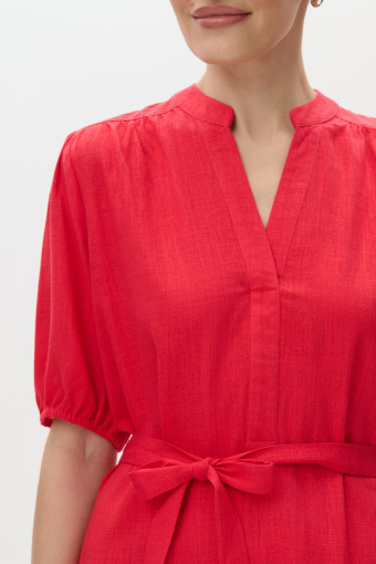 Czerwona sukienka midi z rękawem do łokcia