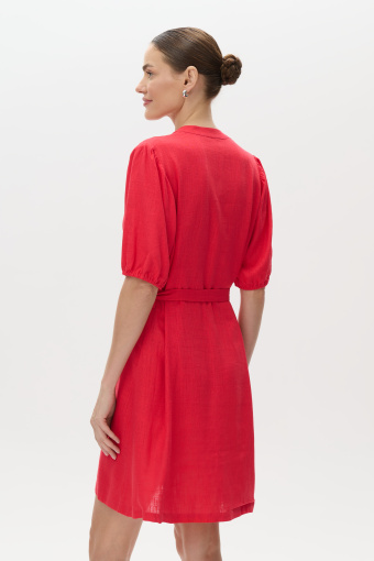 Czerwona sukienka midi z rękawem do łokcia