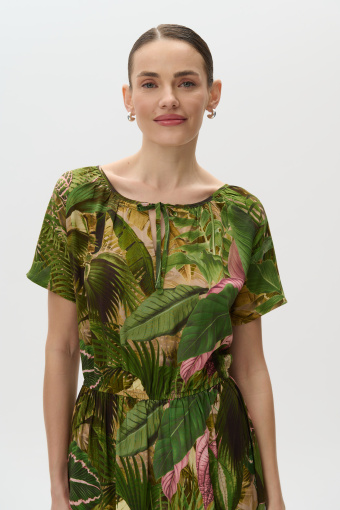 Oliwkowa sukienka maxi z nadrukiem tropic Oliwkowa sukienka maxi z nadrukiem tropic