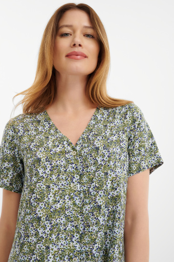 Krótka sukienka z wiskozy nadruk w kwiaty Krótka sukienka z wiskozy nadruk w kwiaty