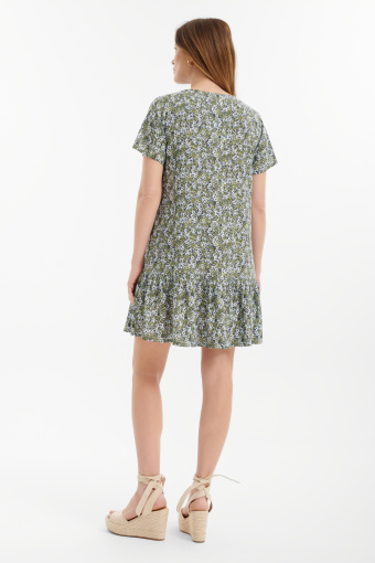 Krótka sukienka z wiskozy nadruk w kwiaty Krótka sukienka z wiskozy nadruk w kwiaty
