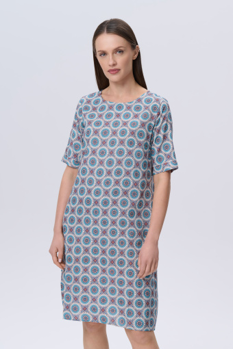 Wiskozowa sukienka z nadrukiem etno