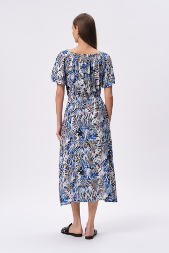 Wzorzysta sukienka z dekoltem carmen Wzorzysta sukienka z dekoltem carmen