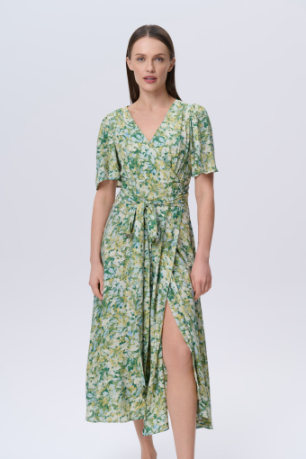 Sukienka w kwiaty z wiązanym paskiem Sukienka w kwiaty z wiązanym paskiem