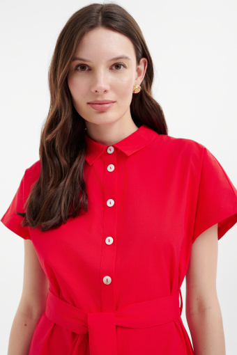 Czerwona rozkloszowana sukienka midi