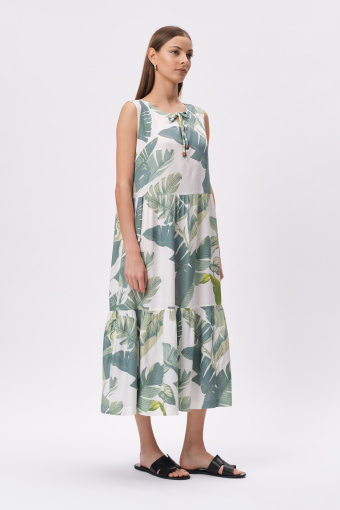 Sukienka midi z tropikalnym wzorem 