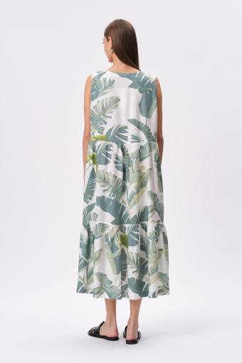 Sukienka midi z tropikalnym wzorem 