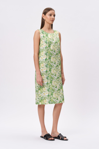 Luźna sukienka z nadrukiem w kwiaty 