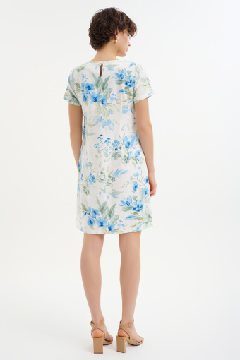 Klasyczna sukienka z krótkim rękawem i nadrukiem w kwiaty