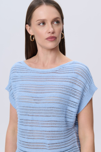 Niebieski sweter z dodatkiem bawełny