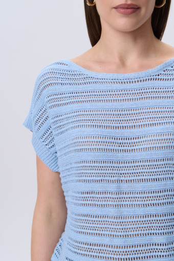 Niebieski sweter z dodatkiem bawełny