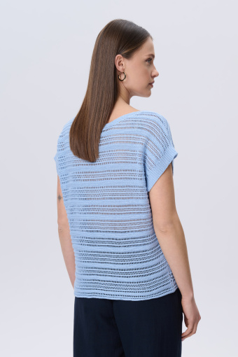 Niebieski sweter z dodatkiem bawełny