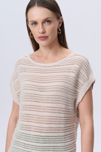 Sweter z krótkim rękawem beż