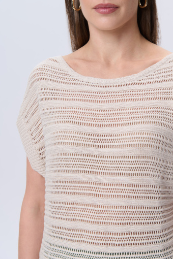 Sweter z krótkim rękawem beż