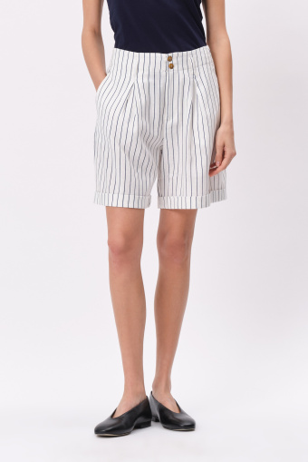 Szorty w paski z lnem 