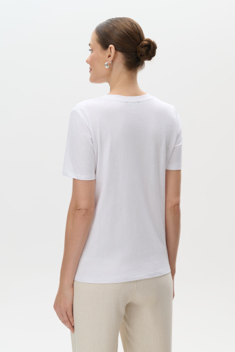 Basicowy biały top z dekoltem w serek  Basicowy biały top z dekoltem w serek