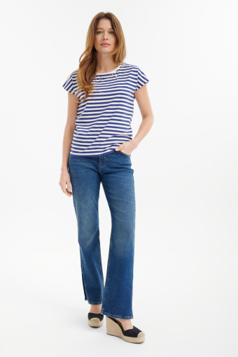 Top w paski z biżuteryjną aplikacją  Top w paski z biżuteryjną aplikacją