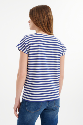 Top w paski z biżuteryjną aplikacją  Top w paski z biżuteryjną aplikacją