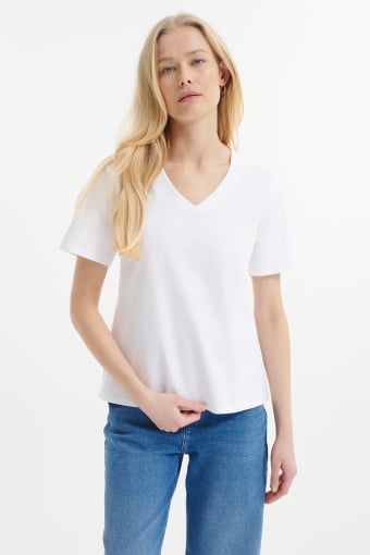Basicowy biały top bawełniany 