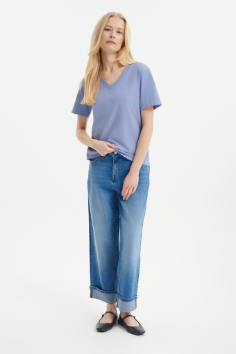 Basicowy niebieski top bawełniany  Basicowy niebieski top bawełniany