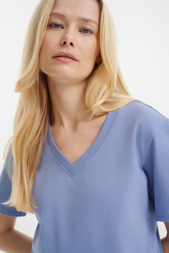 Basicowy niebieski top bawełniany  Basicowy niebieski top bawełniany