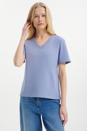 Basicowy niebieski top bawełniany  Basicowy niebieski top bawełniany