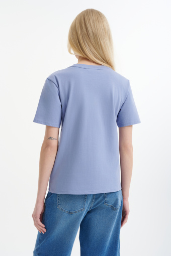 Basicowy niebieski top bawełniany  Basicowy niebieski top bawełniany