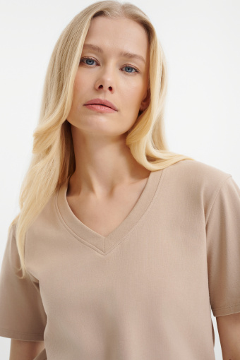 Basicowy beżowy top bawełniany  Basicowy beżowy top bawełniany