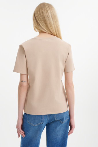 Basicowy beżowy top bawełniany  Basicowy beżowy top bawełniany