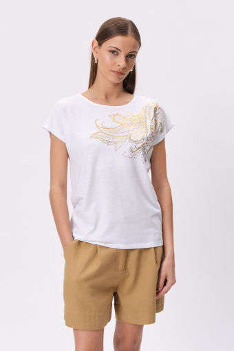 Biały top z efektownym nadrukiem