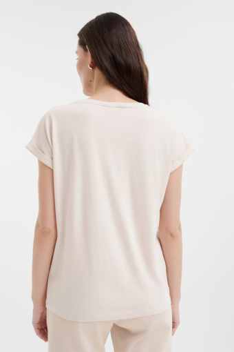 Beżowy top z kolorową grafiką Beżowy top z kolorową grafiką