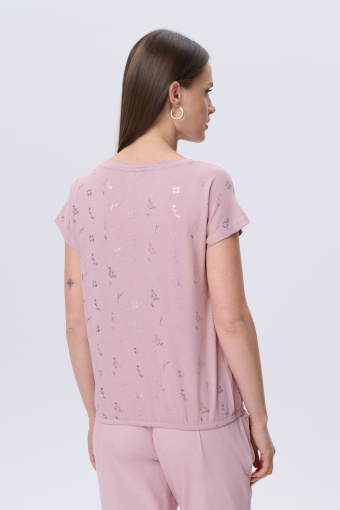 Jasnoróżowy top w drobny print  Jasnoróżowy top w drobny print