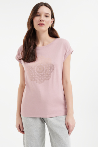 Top w kolorze zgaszonego różu