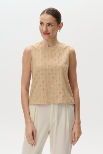 Beżowy top ażurowy 