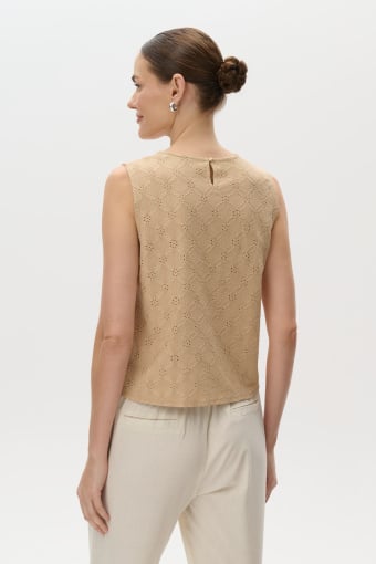 Beżowy top ażurowy 