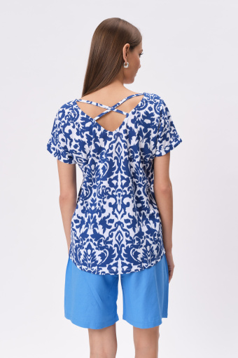 Top z niebieskim wzorem etno 