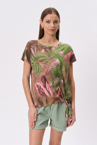 Zielony top z nadrukiem tropic