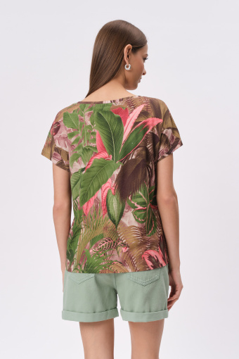 Zielony top z nadrukiem tropic