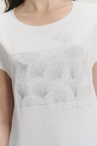 Bawełniano-wiskozowy top z subtelną grafiką