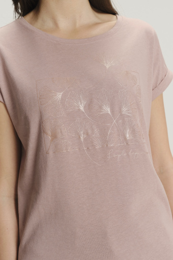 Wiskozowo-bawełniany top w jasnoróżowym kolorze