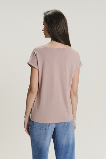 Wiskozowo-bawełniany top w jasnoróżowym kolorze